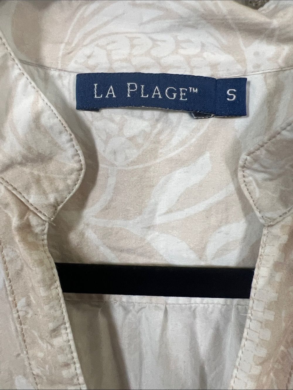 La Plage 100% Cotton Ivory and Beige Botanical Boho Dress Sz Small - Picture 6 of 7